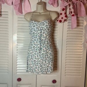 Floral Blue and White sky to moon Mini Dress